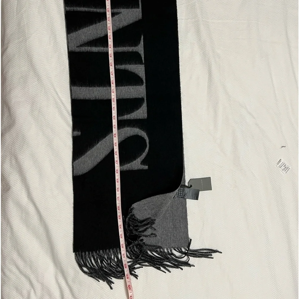NWT ALLSAINT Dual 100% Wool Scarf in Grey/Black - Picture 9 of 9